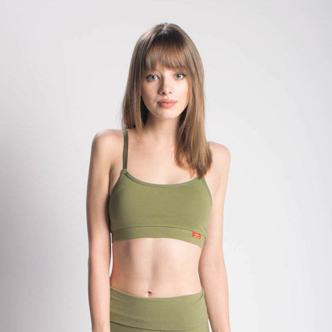 Strength Reversible Sports Bra - Olive and Pink