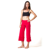 Wisdom Ruffled Yoga Capris - Red