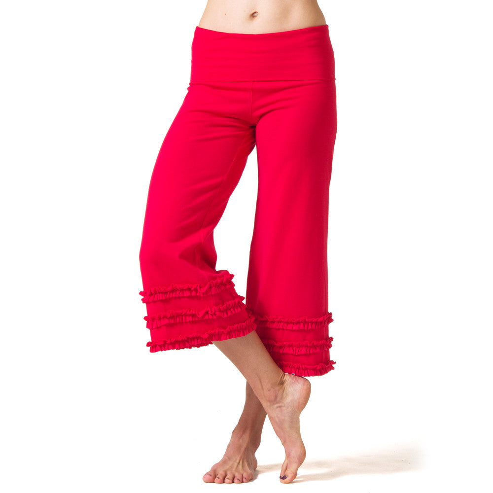 Wisdom Ruffled Yoga Capris - Red – Beckons Inspired Clothing
