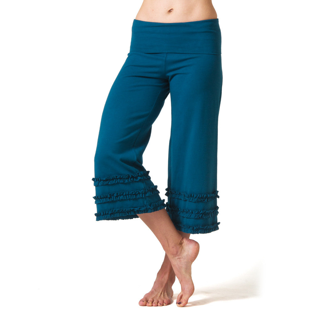 Wisdom Ruffled Yoga Capris - Teal – Beckons Inspired Clothing