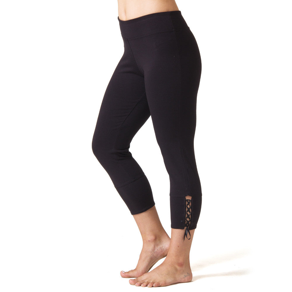 WMNS Side Lace Up Yoga Pants - Capri Cut / White