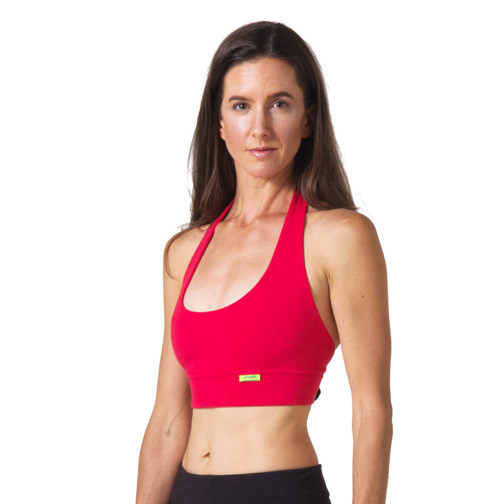 Love Lace-up Reversible Halter Yoga Bra - Black and Red – Beckons
