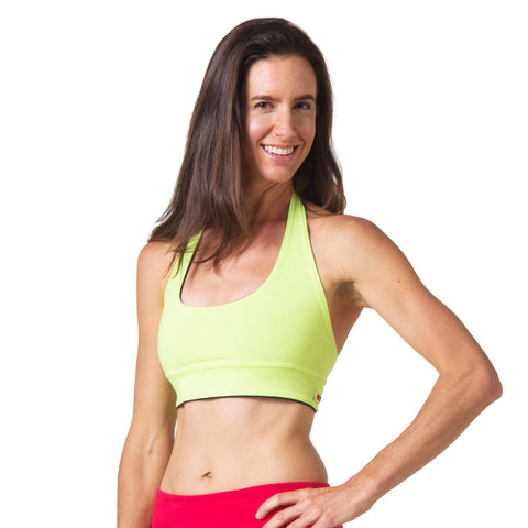 Love Lace-up Reversible Halter Yoga Bra - Black and Lime