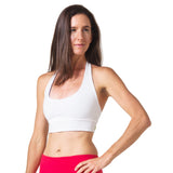 Love Lace-up Reversible Halter Yoga Bra  - White and Royal Blue