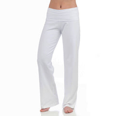 Beckons Inspired Clothing Wisdom Fold Over Yoga Pants White S