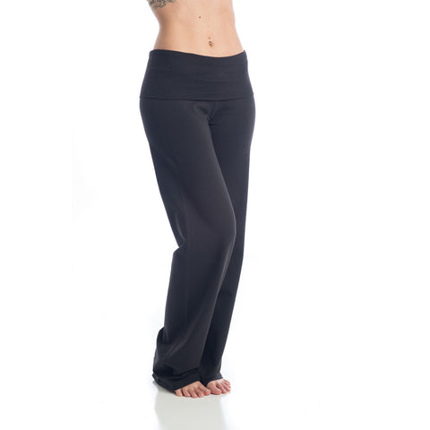 Wisdom Fold Over Yoga Pants - Black