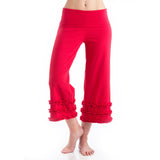 Wisdom Ruffled Yoga Capris - Red