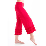 Wisdom Ruffled Yoga Capris - Red