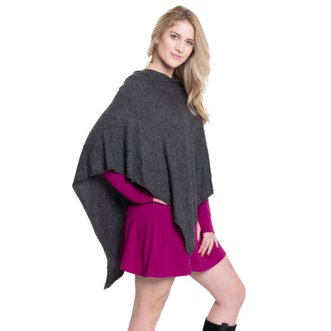 Eco-Luxe V-Neck Poncho - Obsidian