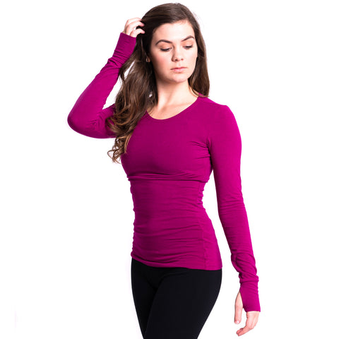 Strength Bamboo Long Sleeve T-shirt - Fuchsia/Red